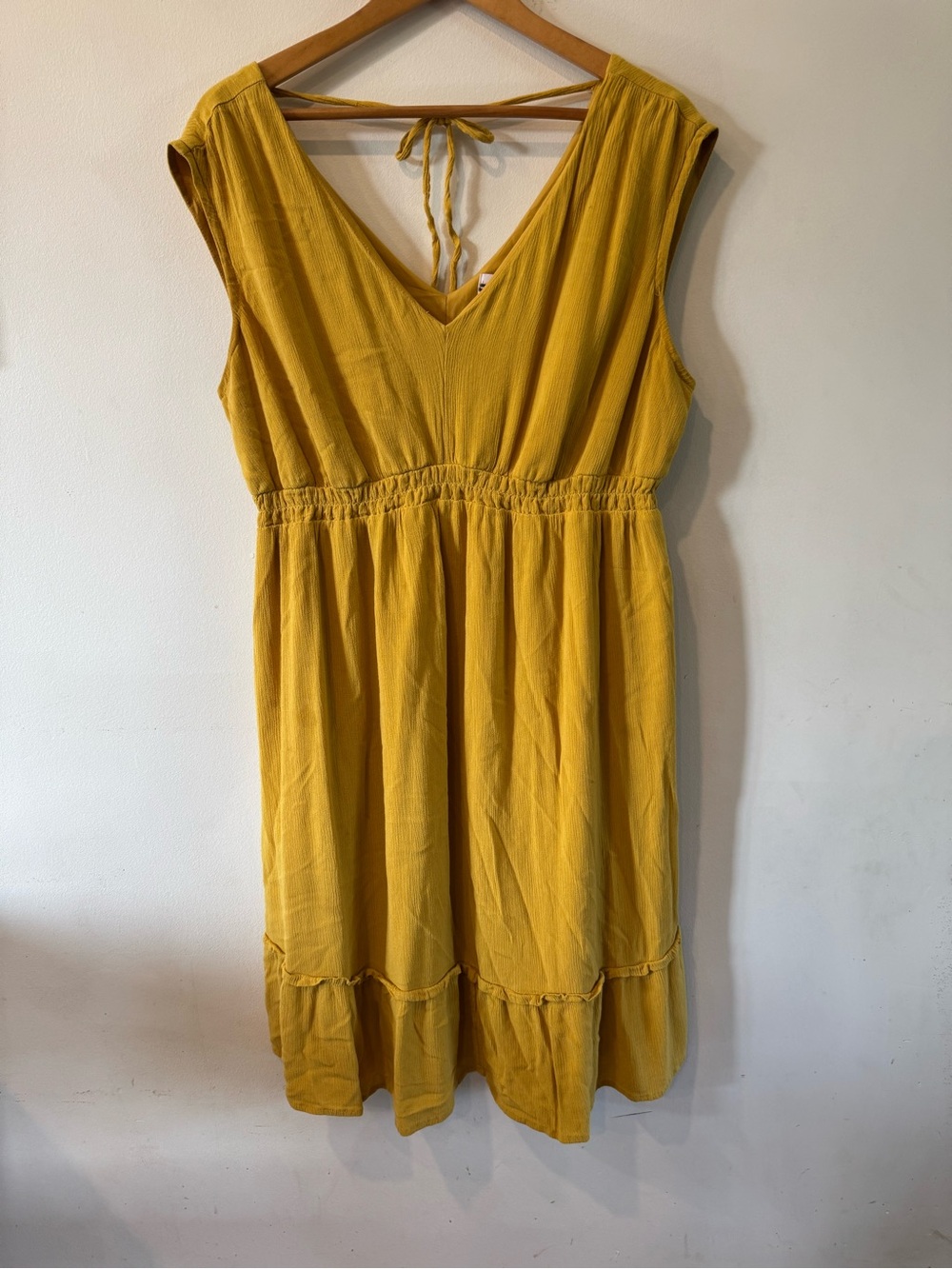 Isabel Maternity Mustard Yellow Rayon Midi Dress M Boho Tassel